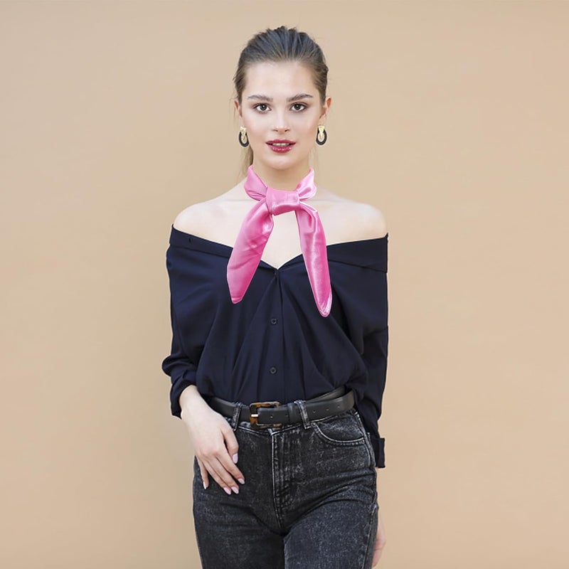 ATAMET Head Scarf Square Neck Ribbon Neck Scarf Satin Scarf Handkerchief for Halloween Retro Women Costume Accessory - Image 5